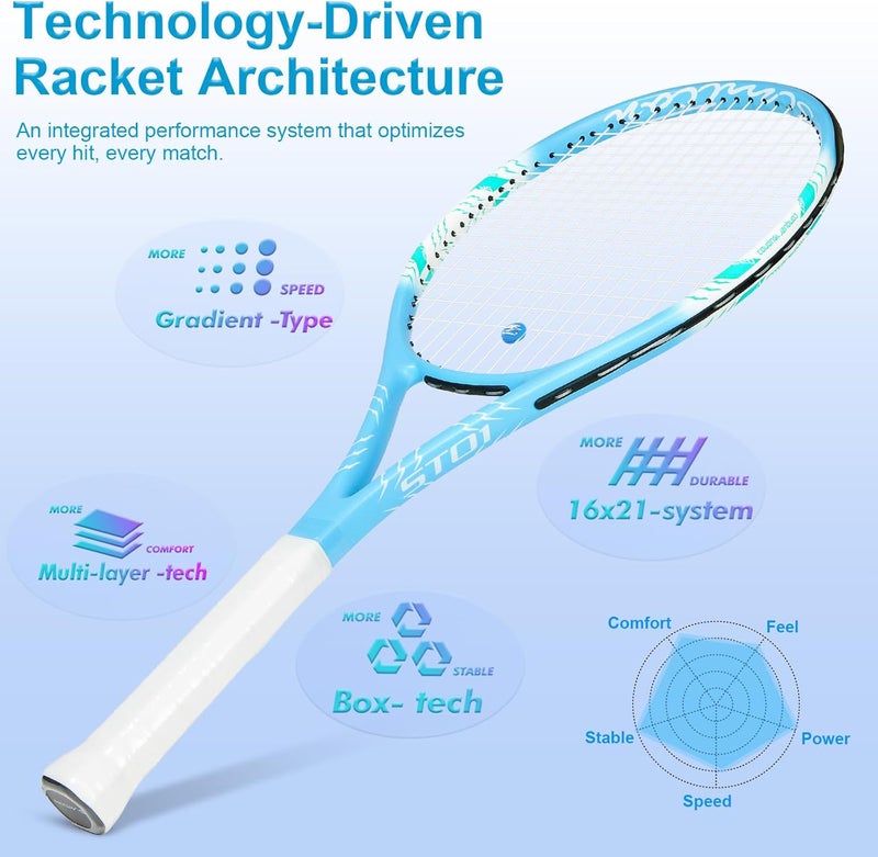 SIMTION 27 Inch Tennis Rackets Set, 2 Player Pre-StrungTennis Racquets for Adults, 2 Overgrip Tapes, 3 Balls, 2 Wristbands and Carrying Bag, for Beginner and Professional - Image 4
